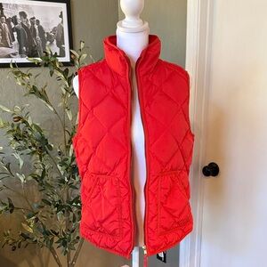 J. Crew Quilted Bright Orange Puffer Vest